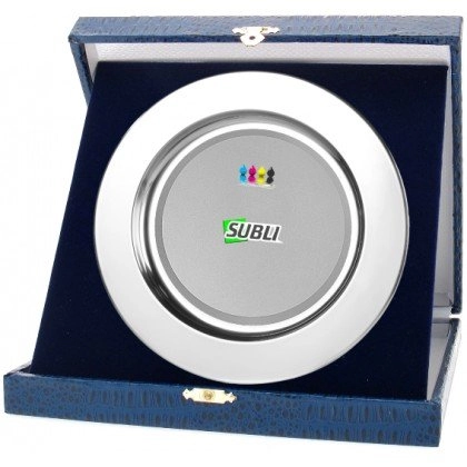 Immagine Set piatto argentato e astuccio 33x33cm Emanuele