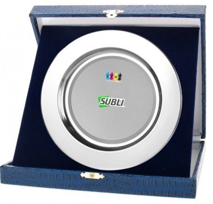 Immagine Set piatto argentato e astuccio 33x33cm Emanuele