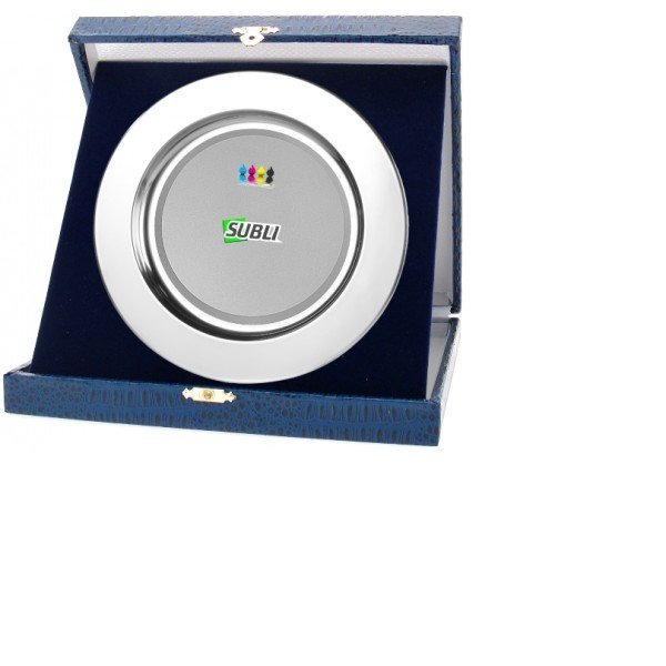 Immagine Set piatto argentato e astuccio 33x33cm Emanuele